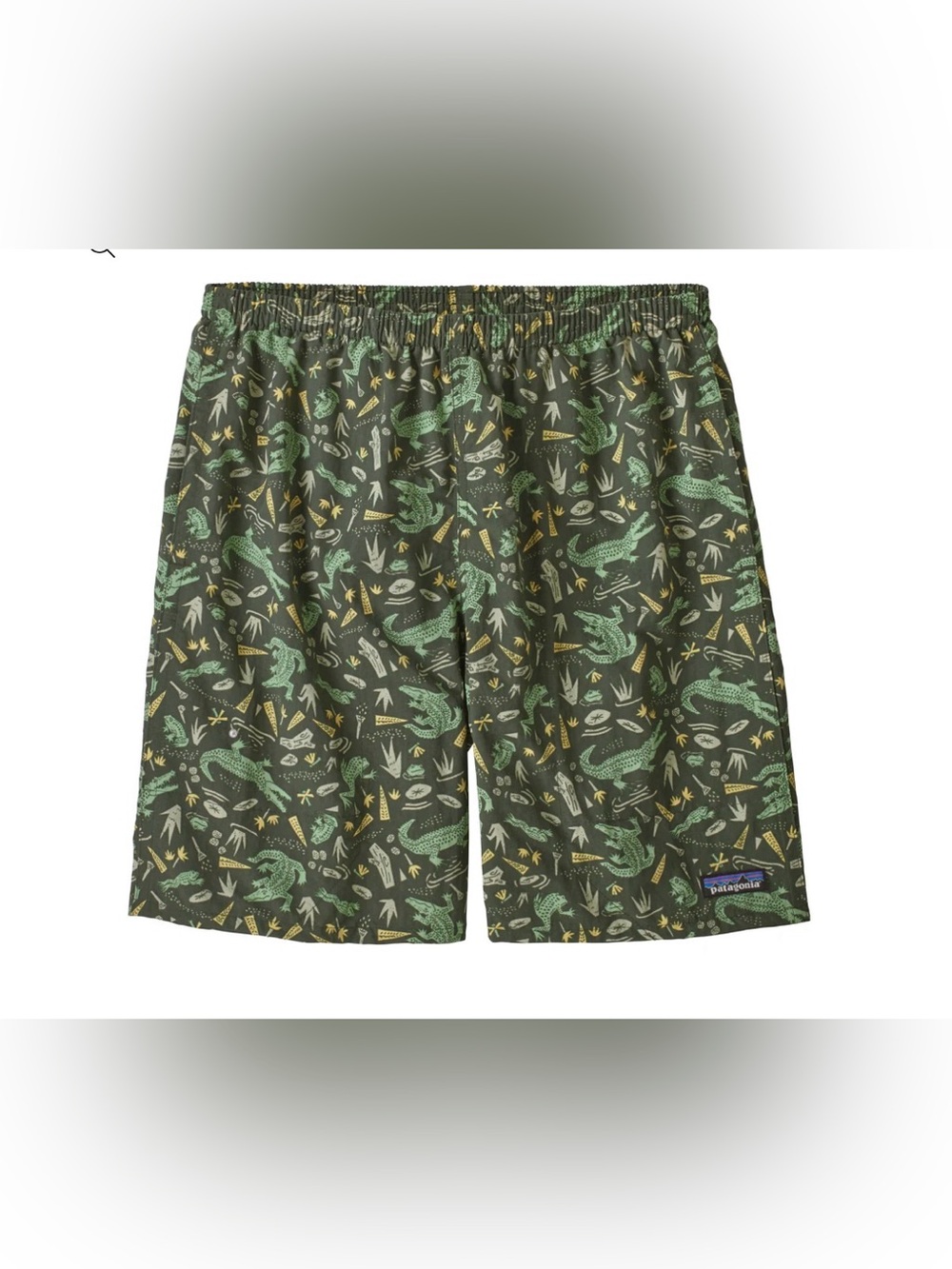Patagonia Olive Green Alligator-Print Swim Shorts